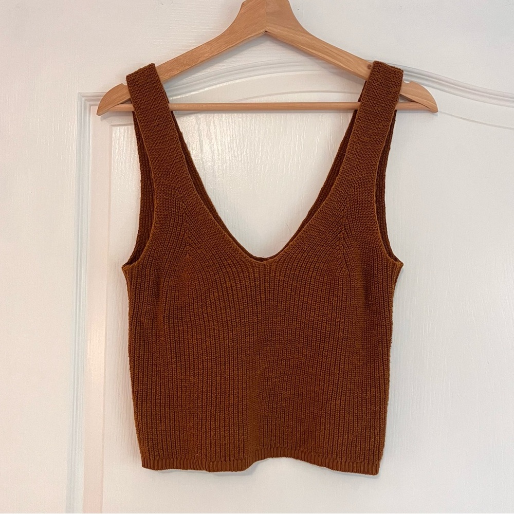 Madewell Dark Orange/Brown Cropped Sweater Tank